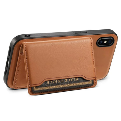 DENIOR For iPhone X / XS 5.8 inch Magnetic Phone Case Anti-fall Cover with Detachable Card Slots