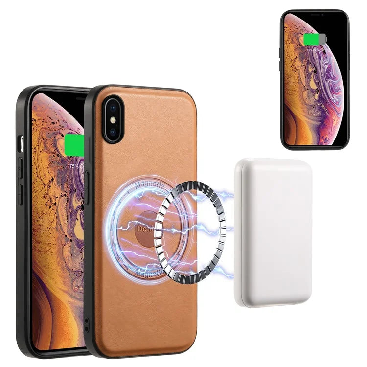 DENIOR For iPhone X / XS 5.8 inch Magnetic Phone Case Anti-fall Cover with Detachable Card Slots