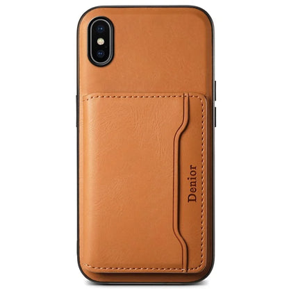 DENIOR For iPhone X / XS 5.8 inch Magnetic Phone Case Anti-fall Cover with Detachable Card Slots