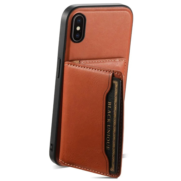 DENIOR For iPhone X / XS 5.8 inch Magnetic Phone Case Anti-fall Cover with Detachable Card Slots