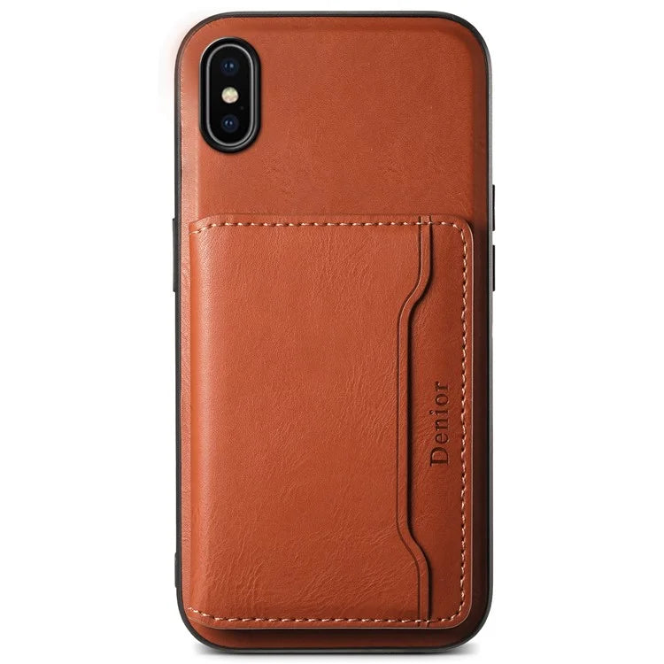 DENIOR For iPhone X / XS 5.8 inch Magnetic Phone Case Anti-fall Cover with Detachable Card Slots