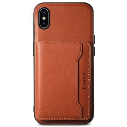 DENIOR For iPhone X / XS 5.8 inch Magnetic Phone Case Anti-fall Cover with Detachable Card Slots