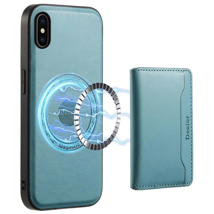 DENIOR For iPhone X / XS 5.8 inch Magnetic Phone Case Anti-fall Cover with Detachable Card Slots