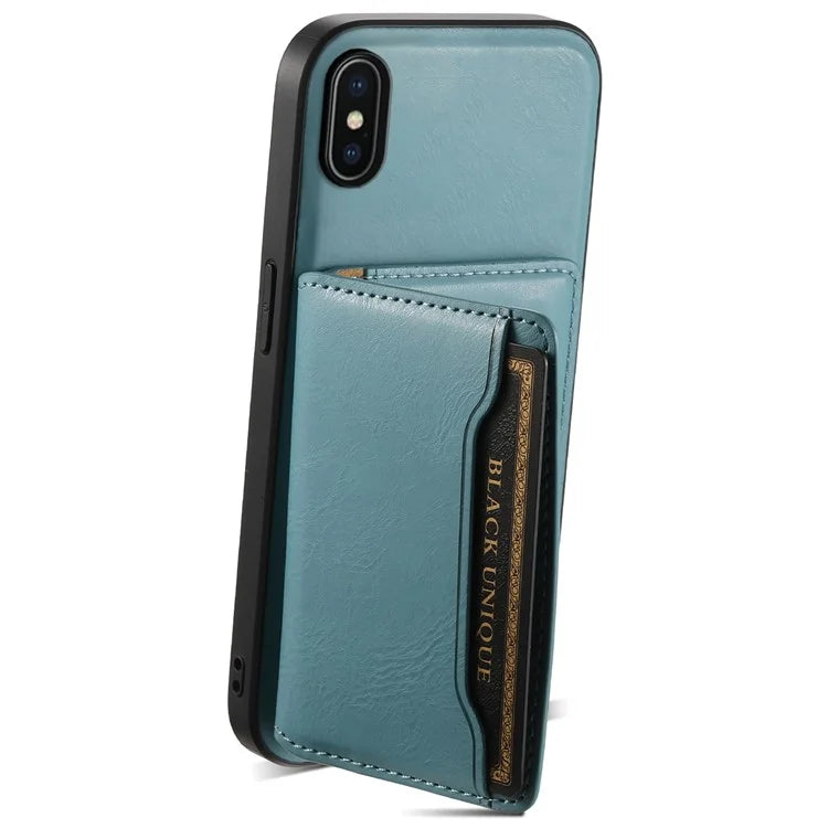 DENIOR For iPhone X / XS 5.8 inch Magnetic Phone Case Anti-fall Cover with Detachable Card Slots