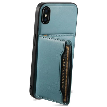 DENIOR For iPhone X / XS 5.8 inch Magnetic Phone Case Anti-fall Cover with Detachable Card Slots