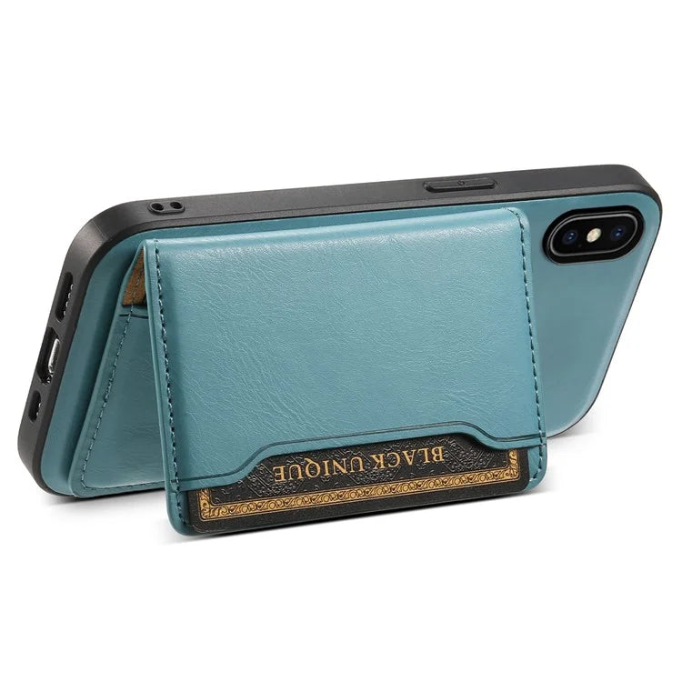 DENIOR For iPhone X / XS 5.8 inch Magnetic Phone Case Anti-fall Cover with Detachable Card Slots