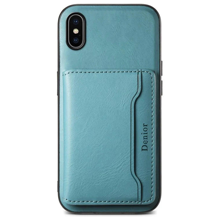 DENIOR For iPhone X / XS 5.8 inch Magnetic Phone Case Anti-fall Cover with Detachable Card Slots