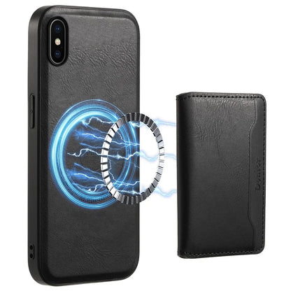 DENIOR For iPhone X / XS 5.8 inch Magnetic Phone Case Anti-fall Cover with Detachable Card Slots