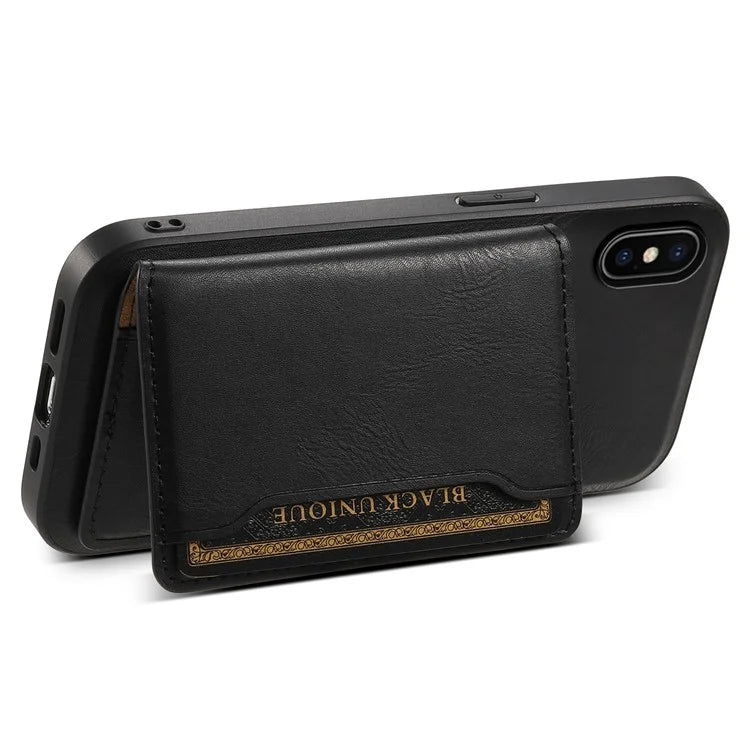 DENIOR For iPhone X / XS 5.8 inch Magnetic Phone Case Anti-fall Cover with Detachable Card Slots