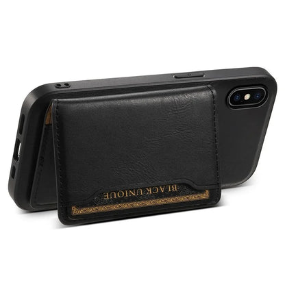 DENIOR For iPhone X / XS 5.8 inch Magnetic Phone Case Anti-fall Cover with Detachable Card Slots