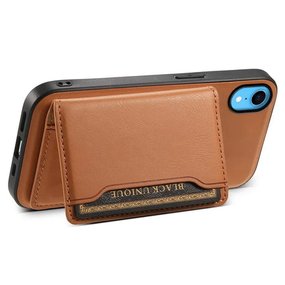 DENIOR For iPhone XR 6.1 inch Case Magnetic PU Leather+PC+TPU Detachable Card Holder Phone Cover