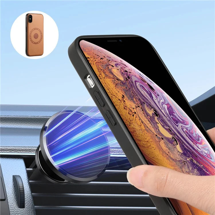 DENIOR For iPhone XR 6.1 inch Case Magnetic PU Leather+PC+TPU Detachable Card Holder Phone Cover
