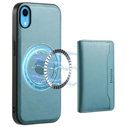 DENIOR For iPhone XR 6.1 inch Case Magnetic PU Leather+PC+TPU Detachable Card Holder Phone Cover