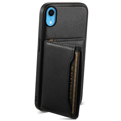 DENIOR For iPhone XR 6.1 inch Case Magnetic PU Leather+PC+TPU Detachable Card Holder Phone Cover