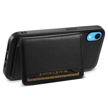 DENIOR For iPhone XR 6.1 inch Case Magnetic PU Leather+PC+TPU Detachable Card Holder Phone Cover