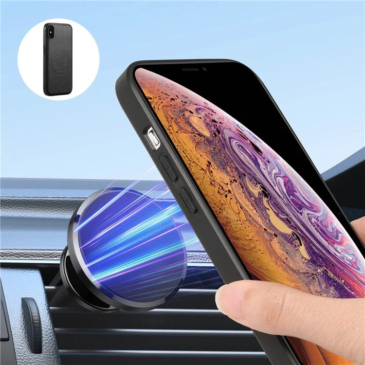 DENIOR For iPhone XR 6.1 inch Case Magnetic PU Leather+PC+TPU Detachable Card Holder Phone Cover