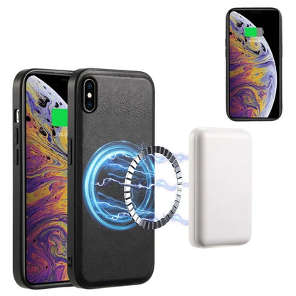 DENIOR For iPhone XS Max 6.5 inch Case Kickstand Cowhide Texture Phone Purse Cover Compatible with MagSafe