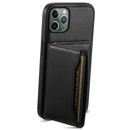 DENIOR For iPhone 11 Pro Magnetic Phone Case PU Leather+PC+TPU Card Holder Back Cover