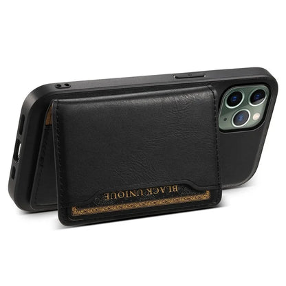 DENIOR For iPhone 11 Pro Magnetic Phone Case PU Leather+PC+TPU Card Holder Back Cover