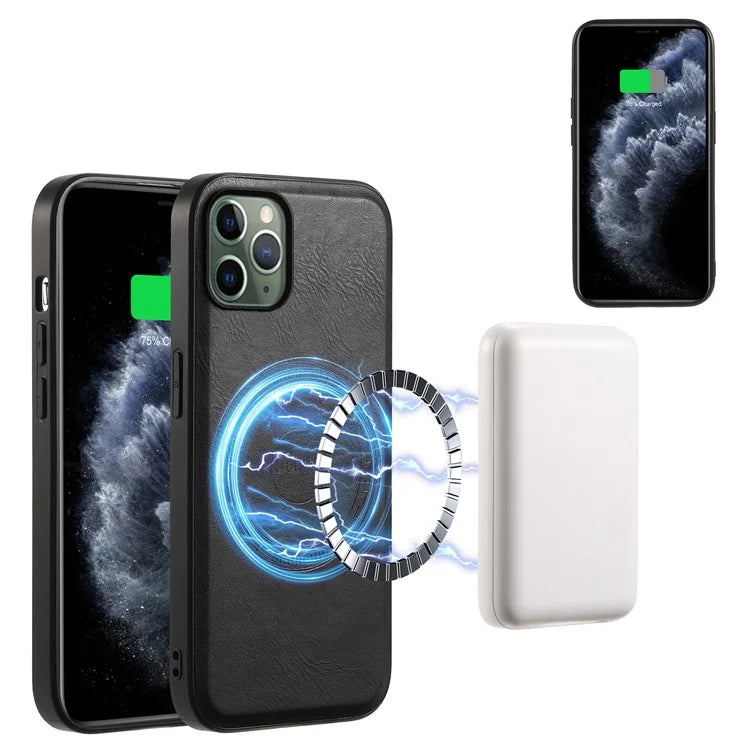 DENIOR For iPhone 11 Pro Magnetic Phone Case PU Leather+PC+TPU Card Holder Back Cover