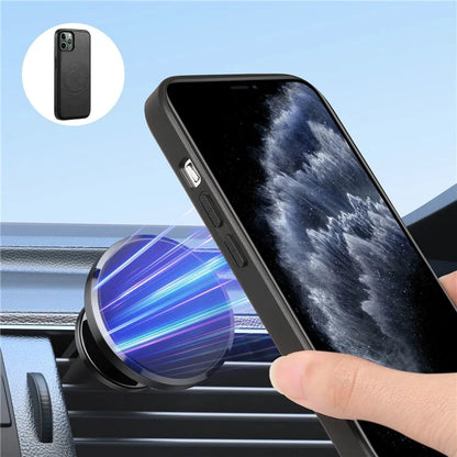 DENIOR For iPhone 11 Pro Magnetic Phone Case PU Leather+PC+TPU Card Holder Back Cover