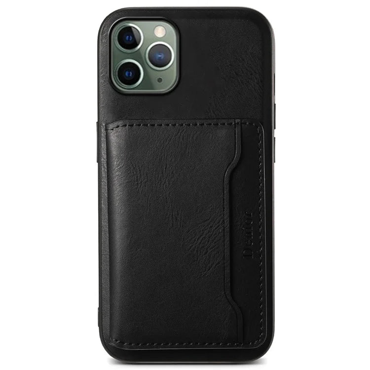 DENIOR For iPhone 11 Pro Magnetic Phone Case PU Leather+PC+TPU Card Holder Back Cover