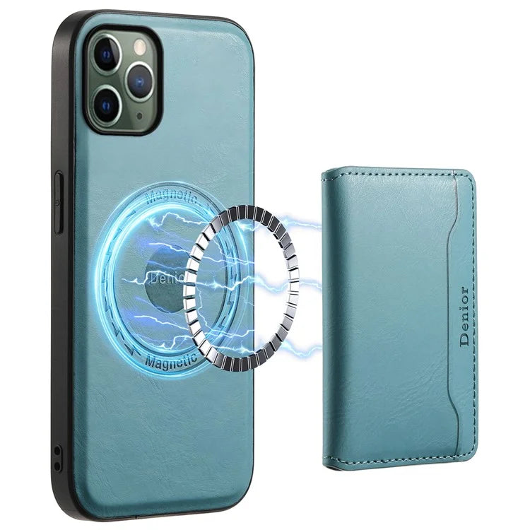 DENIOR For iPhone 11 Pro Magnetic Phone Case PU Leather+PC+TPU Card Holder Back Cover