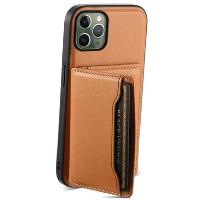 DENIOR For iPhone 11 Pro Magnetic Phone Case PU Leather+PC+TPU Card Holder Back Cover