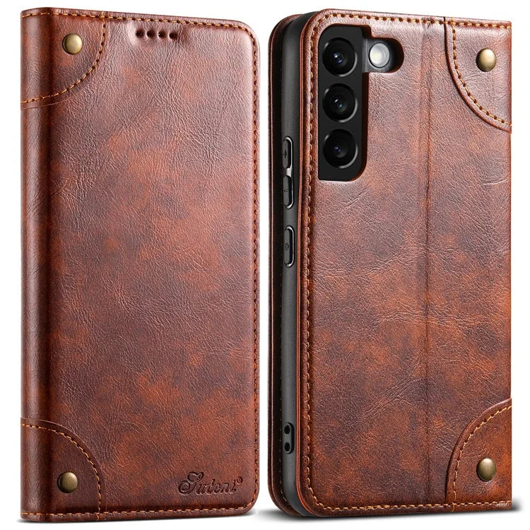 SUTENI Anti-scratch Case for Samsung Galaxy S22 5G Cover PU Leather+TPU Wallet Phone Shell