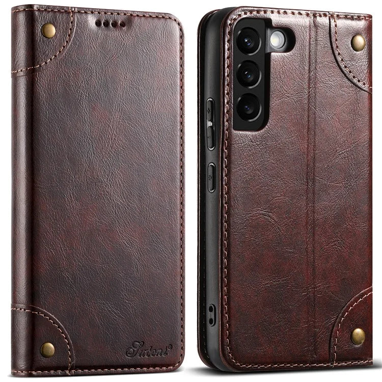 SUTENI Anti-scratch Case for Samsung Galaxy S22 5G Cover PU Leather+TPU Wallet Phone Shell