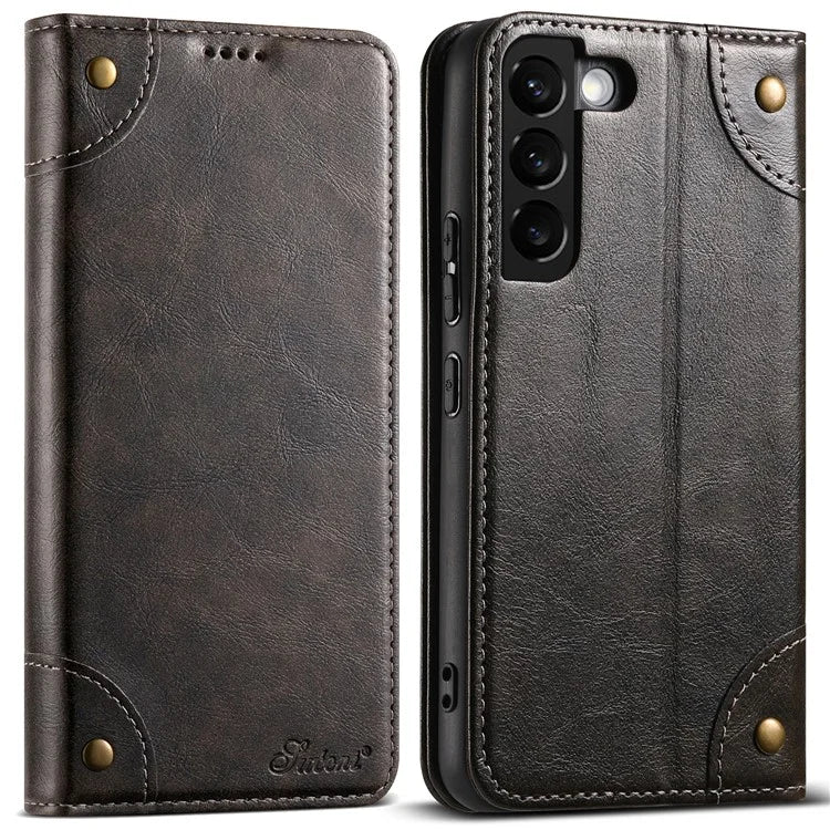 SUTENI Anti-scratch Case for Samsung Galaxy S22 5G Cover PU Leather+TPU Wallet Phone Shell