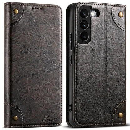 SUTENI Anti-scratch Case for Samsung Galaxy S22 5G Cover PU Leather+TPU Wallet Phone Shell
