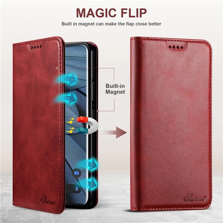 SUTENI For Google Pixel 7 5G Case Magnetic Closing Leather Wallet Stand Cover