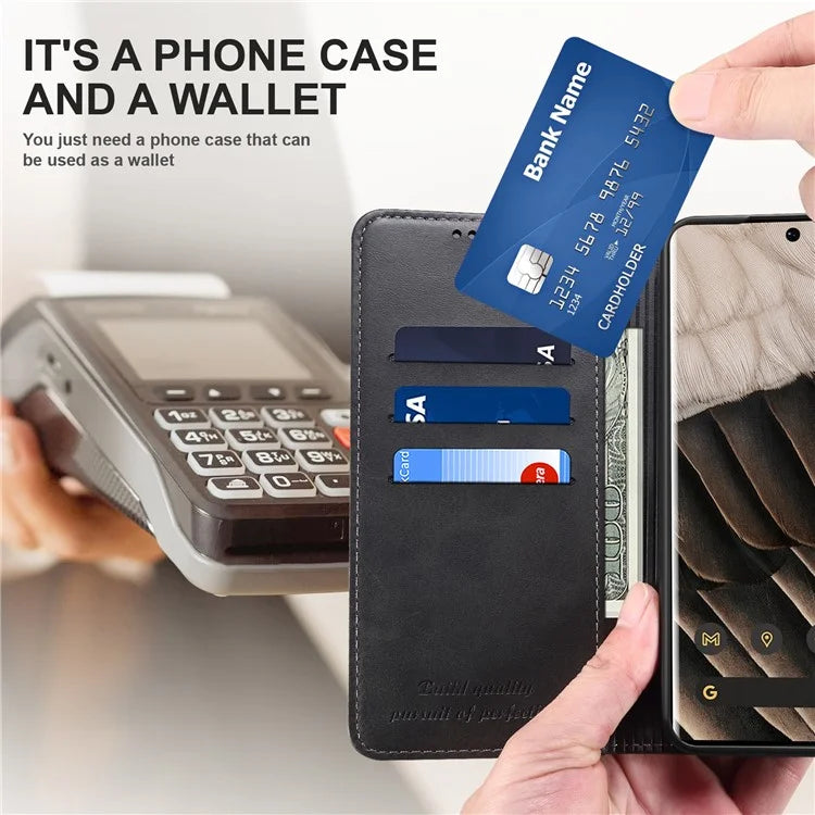 SUTENI For Google Pixel 8 Pro Magnetic Closing Leather Case Shockproof Phone Cover
