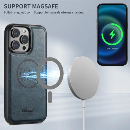 SUTENI H17 For iPhone 14 Pro Case Card Holder Phone Shell Compatible with MagSafe
