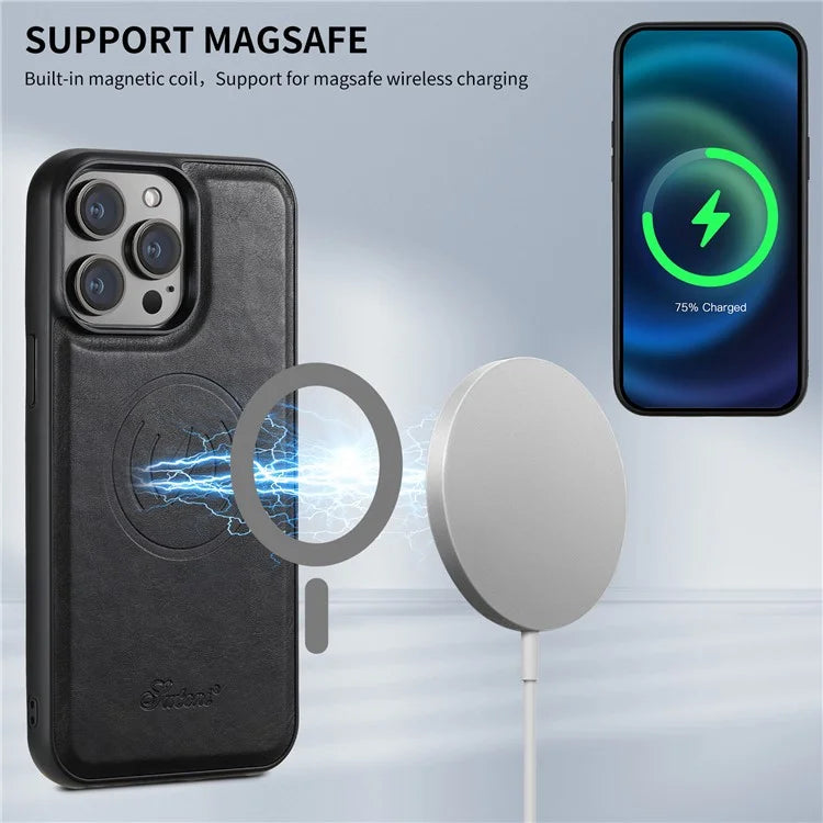 SUTENI H17 For iPhone 14 Pro Case Card Holder Phone Shell Compatible with MagSafe