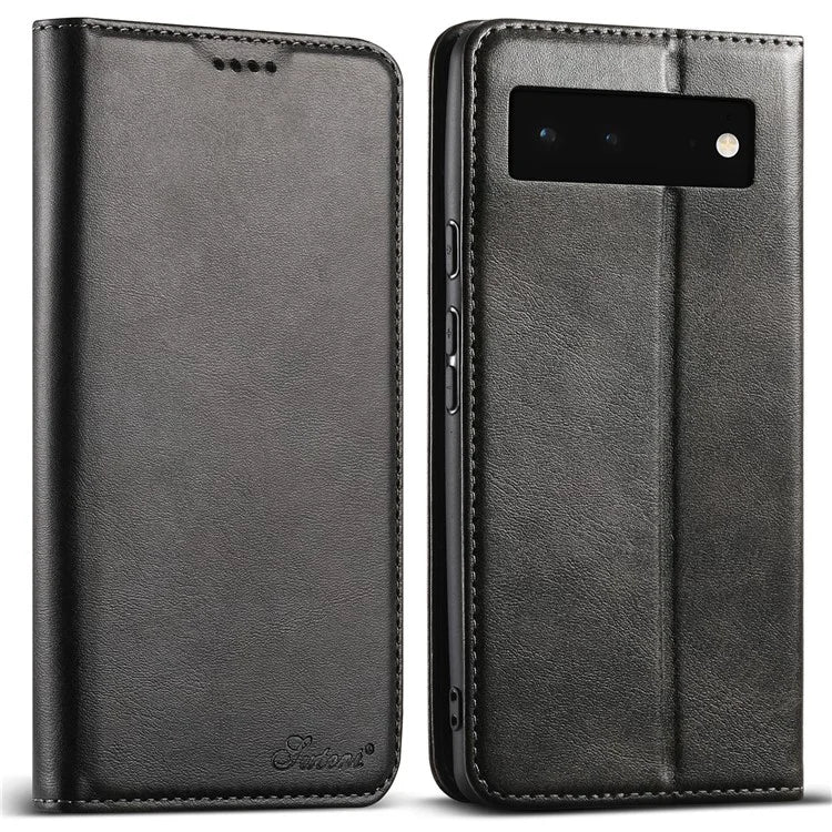 SUTENI For Google Pixel 6a Magnetic Closing Leather Case Bump Proof Phone Cover