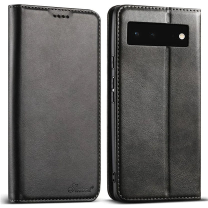 SUTENI For Google Pixel 6a Magnetic Closing Leather Case Bump Proof Phone Cover