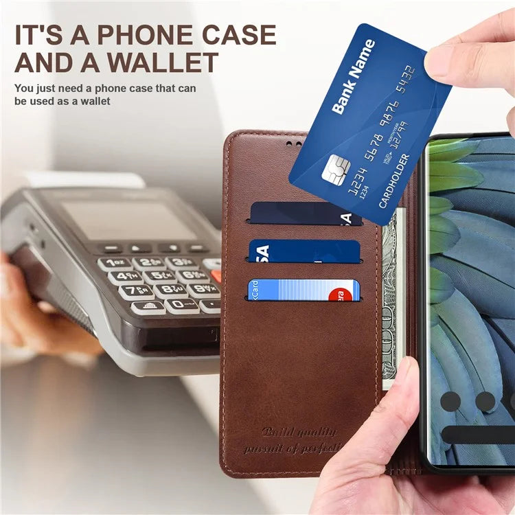 SUTENI For Google Pixel 6a Magnetic Closing Leather Case Bump Proof Phone Cover
