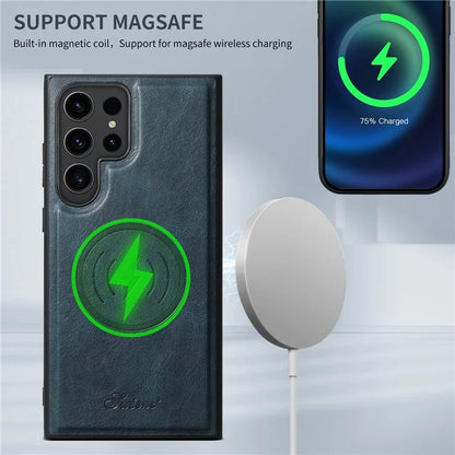 SUTENI H17 For Samsung Galaxy S22 Ultra 5G Case Card Holder Phone Cover Compatible with MagSafe