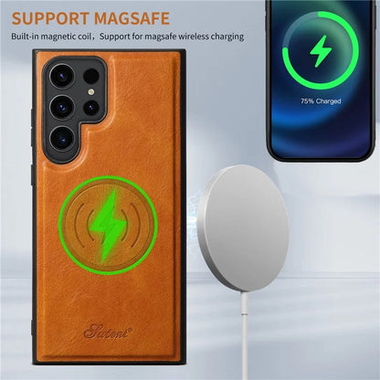 SUTENI H17 For Samsung Galaxy S22 Ultra 5G Case Card Holder Phone Cover Compatible with MagSafe