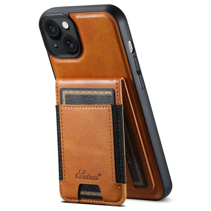 SUTENI H17 For iPhone 13 PU+TPU Case Compatible with MagSafe Card Holder Kickstand Phone Case