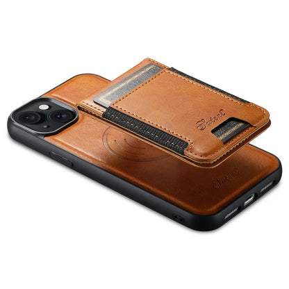 SUTENI H17 For iPhone 13 PU+TPU Case Compatible with MagSafe Card Holder Kickstand Phone Case