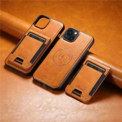 SUTENI H17 For iPhone 13 PU+TPU Case Compatible with MagSafe Card Holder Kickstand Phone Case