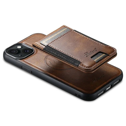 SUTENI H17 For iPhone 13 PU+TPU Case Compatible with MagSafe Card Holder Kickstand Phone Case