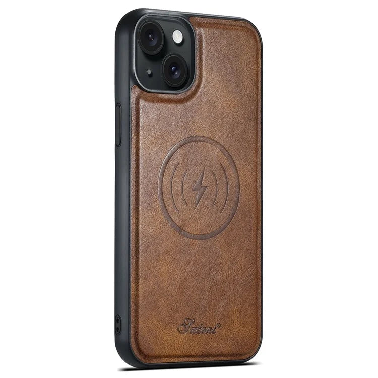 SUTENI H17 For iPhone 13 PU+TPU Case Compatible with MagSafe Card Holder Kickstand Phone Case