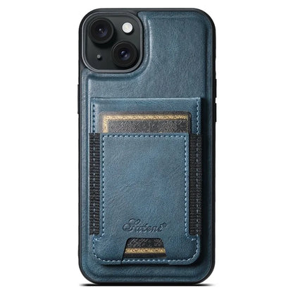 SUTENI H17 For iPhone 13 PU+TPU Case Compatible with MagSafe Card Holder Kickstand Phone Case