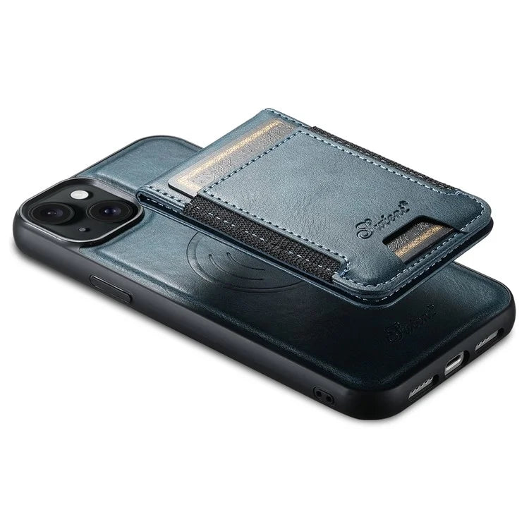 SUTENI H17 For iPhone 13 PU+TPU Case Compatible with MagSafe Card Holder Kickstand Phone Case
