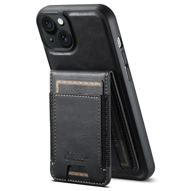 SUTENI H17 For iPhone 13 PU+TPU Case Compatible with MagSafe Card Holder Kickstand Phone Case