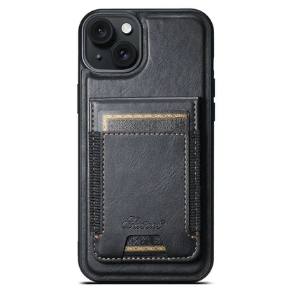 SUTENI H17 For iPhone 13 PU+TPU Case Compatible with MagSafe Card Holder Kickstand Phone Case